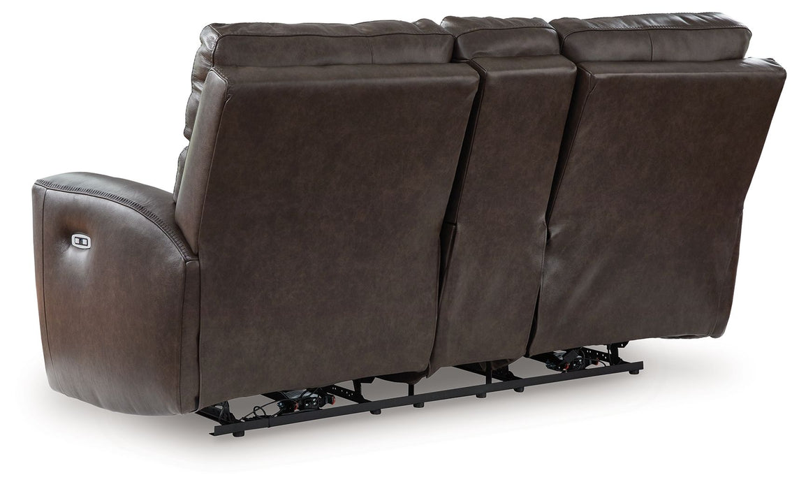 Crossplex - Smoke - Power Recline Loveseat / Console / Adjustable Headrest