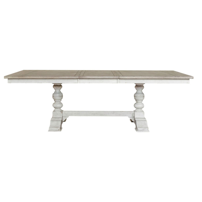 Whitney - Trestle Table Base - Antique Linen / Weathered Gray