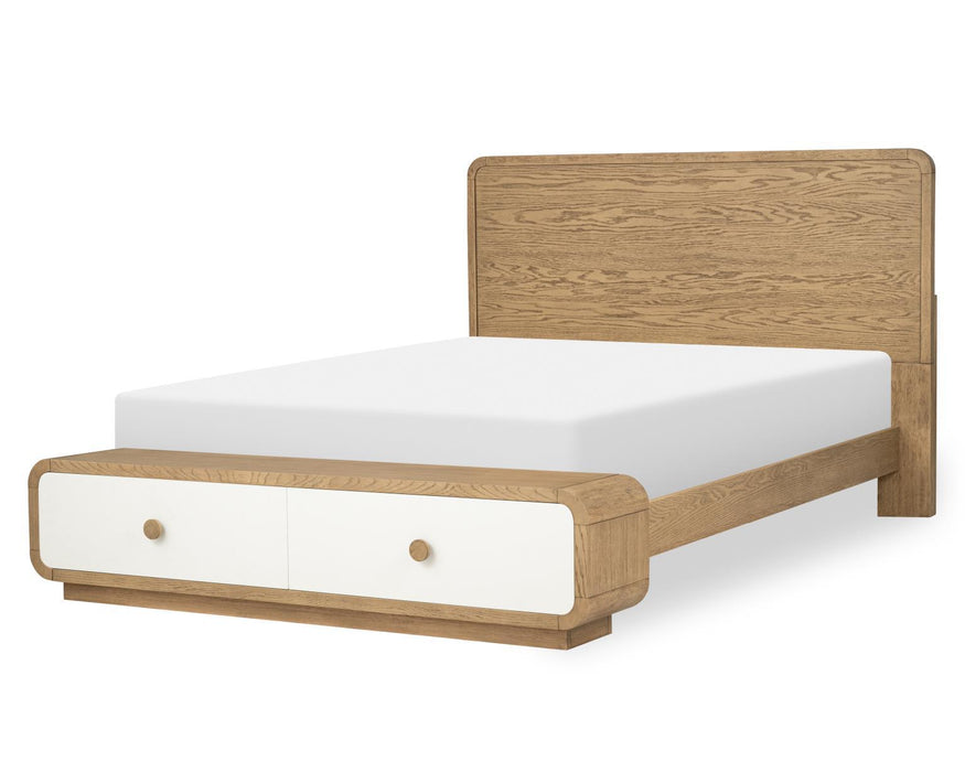 Margot - Queen Storage Footboard With Slats - Desert Oak / Cloud White