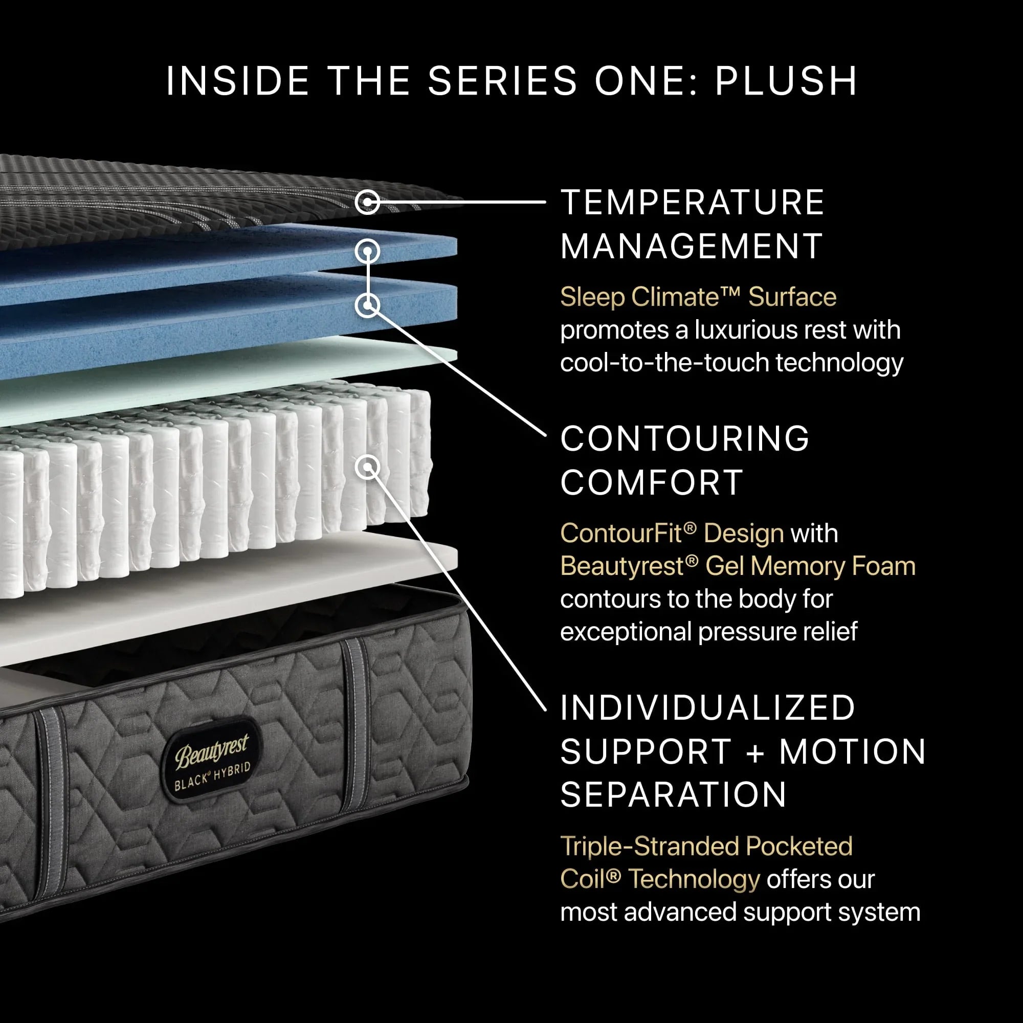 Black Series One 12.5" Hybrid Plush Mattress by Beautyrest
