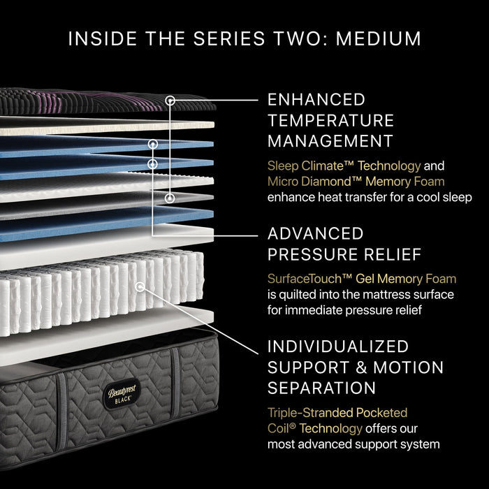 Black Series Two 15.5" Medium Mattress by Beautyrest