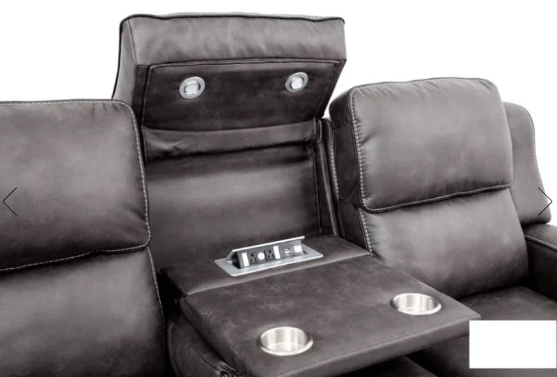 Power Headrest Reclining Sofa with Drop Down Table and Lights by Warehouse M