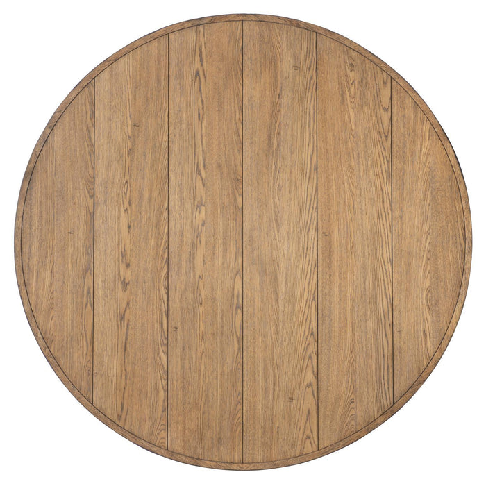 Vintage Market - Round Dining Table Top - Barnwood Oak And Kettle Black
