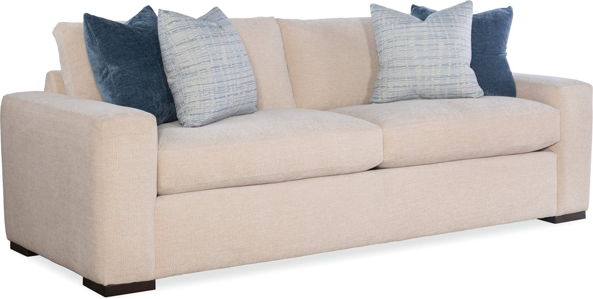 Finn Sofa in Minsk 10, Greige finish, Milano 23 and Tidal 22 pillows — Craftmaster manufacturer photograph