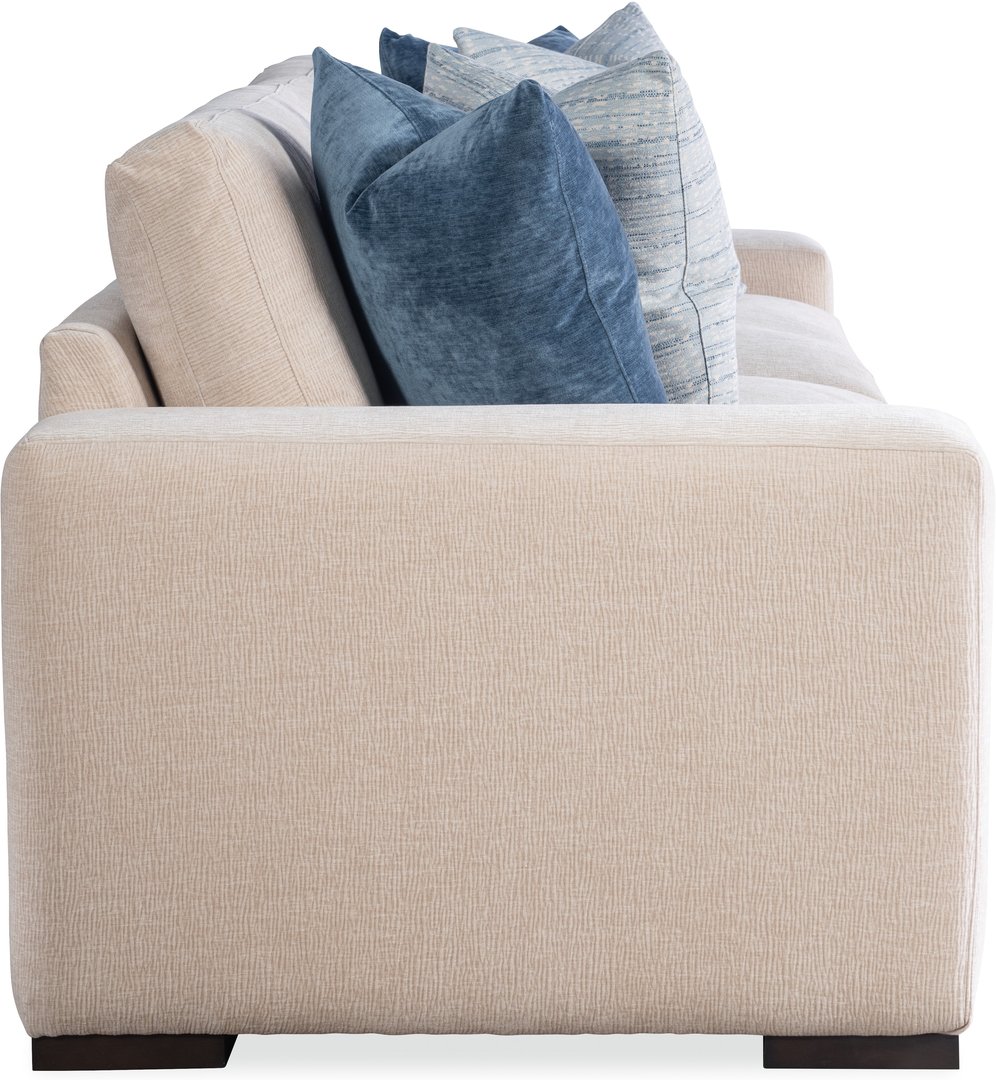 Finn Sofa in Minsk 10, Greige finish, Milano 23 and Tidal 22 pillows — Craftmaster manufacturer photograph