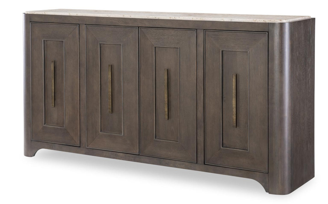 Lancia - Credenza With Stone Top - Charred Oak / White