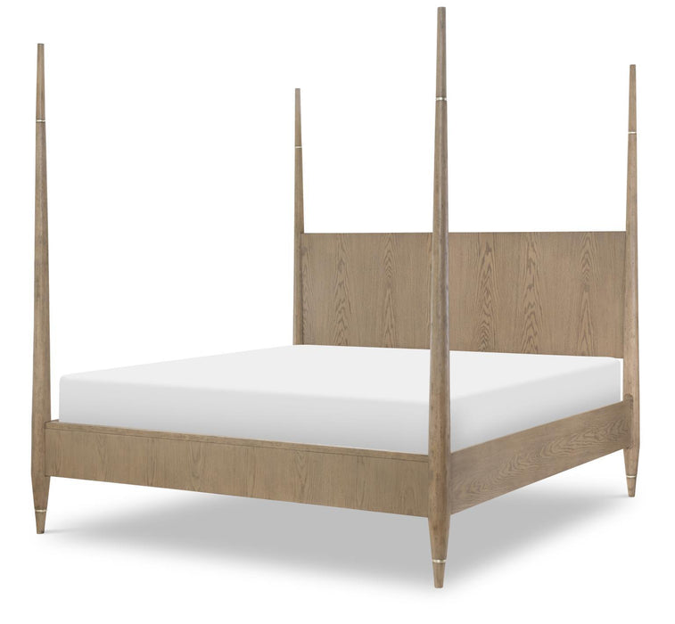 Melrose - Bed Post Queen / King / California King - Cloud White And Desert Oak