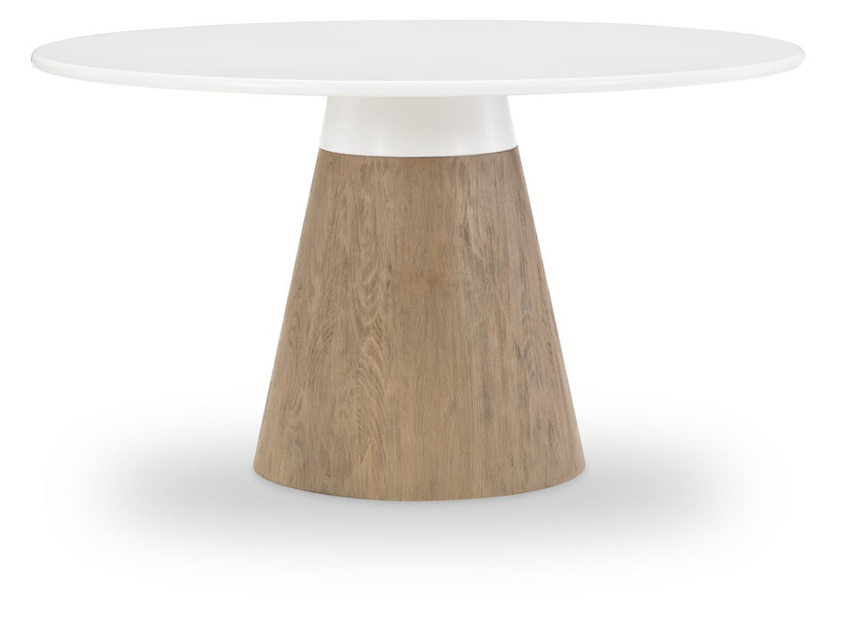 Melrose - Round Dining Table Top - Cloud White And Desert Oak