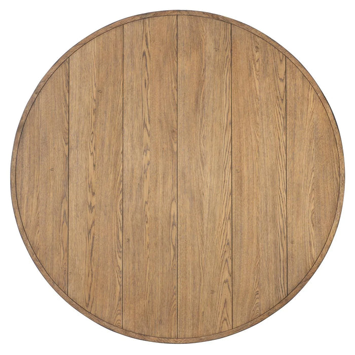 Vintage Market - Round Dining Table Complete - Barnwood Oak And Kettle Black