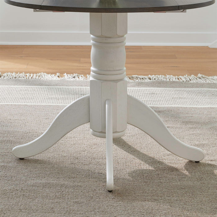 Brook Bay - Drop Leaf Table Base - Textured White / Carbon Gray