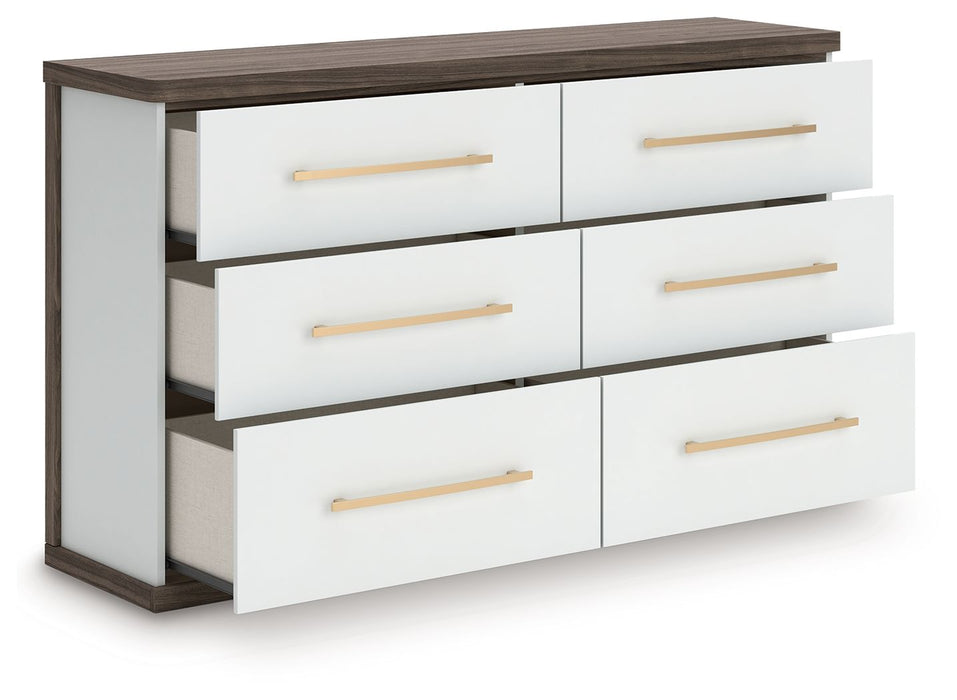 Kendanport - Brown / White - Six Drawer Dresser
