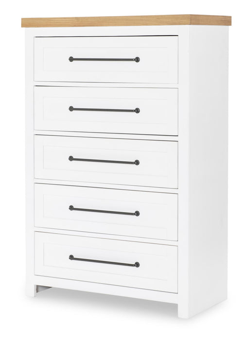 Horizons - 5 Drawers Chest - Pure White / Natural Oak