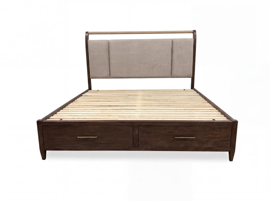 Reflections - Queen Sleigh Storage Footboard - Dark Roast