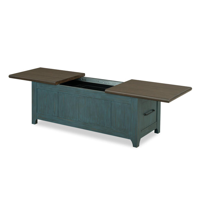 Lake House - Sliding Top Cocktail Table - Sea Glass And Dried Tobacco