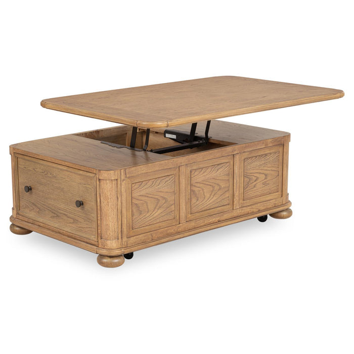 Nolan - Lift Top Cocktail Table With Casters - Dusted Barley