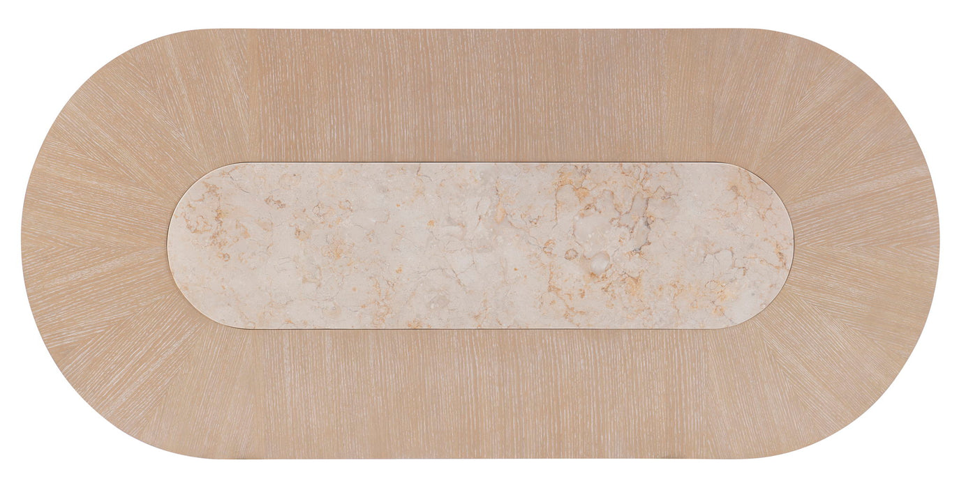 Biscayne - Double Pedestal Counter Height Table Top With Travertine Insert - Beige