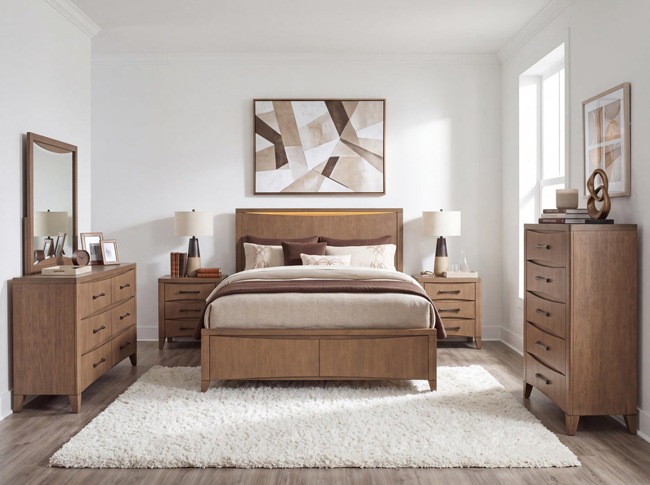 Horizons - Complete Panel Bed With Storage Footboard - Tweed