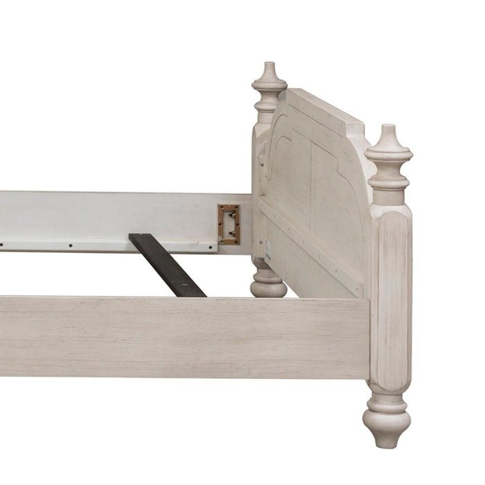 Farmhouse Reimagined - King Poster Footboard - Antique White / Chestnut Tops