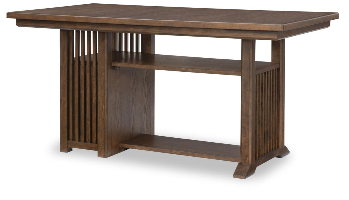 Langley - Complete Counter Height Table With Wine Storage - Fawn