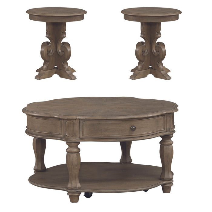 Magnolia Manor - 3 Piece Table Set (Round End Table) - Light Brown