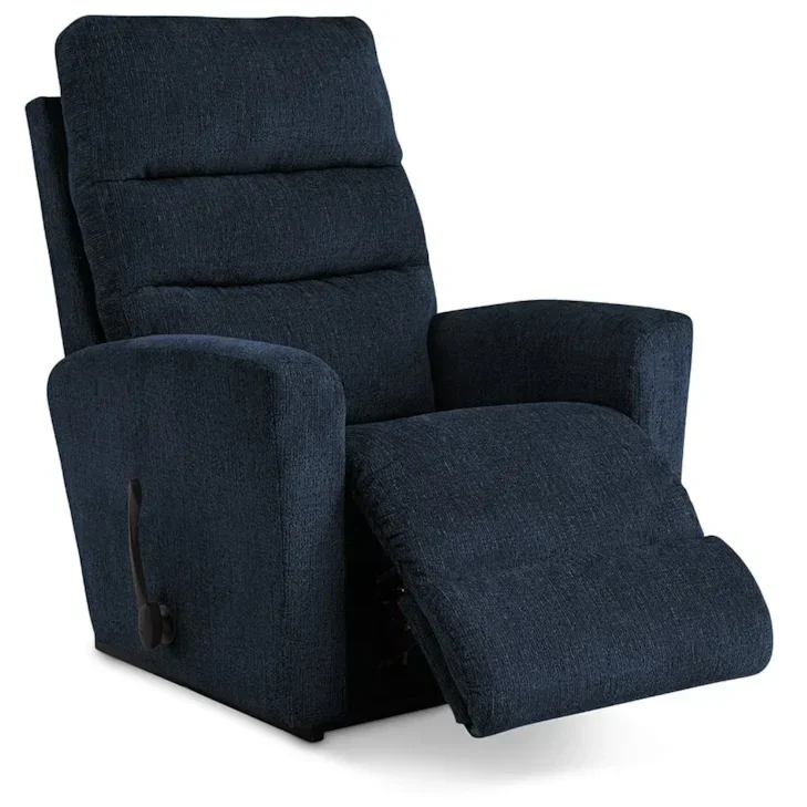 Liam Rocking Recliner in Navy Tiago, reclined view