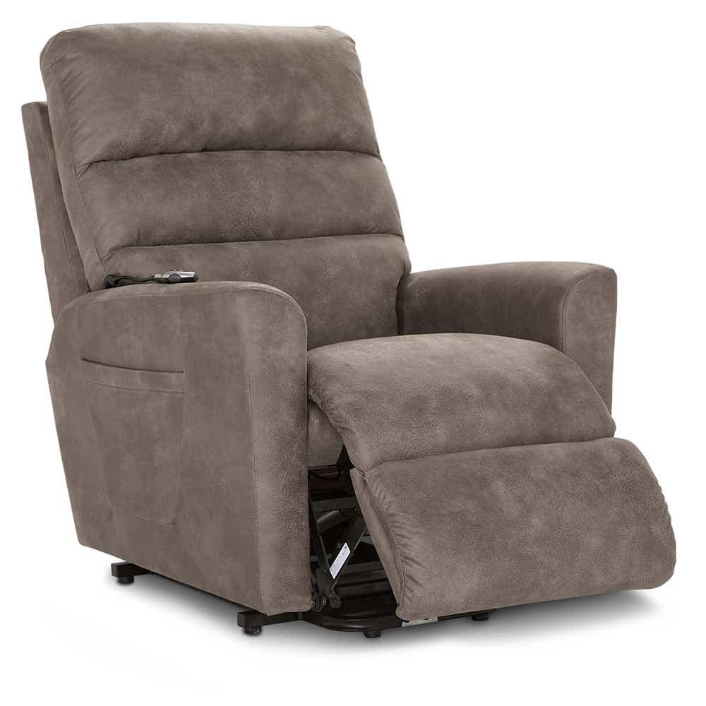 Liam Bronze Power Lift Recliner in Charcoal, side view