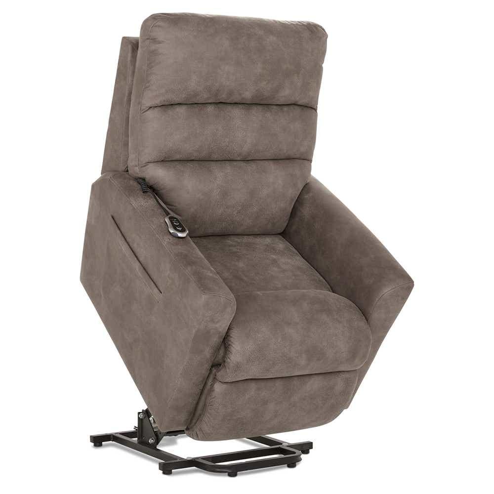 Liam Bronze Power Lift Recliner in Charcoal, elevated view